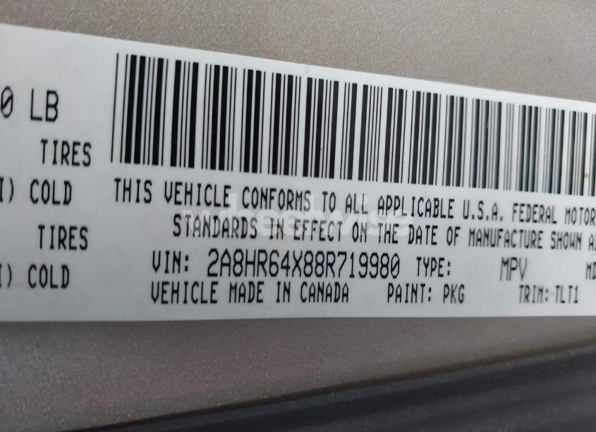 Photo 9 of 2008 Chrysler Town & COUNTRY LIMITED (VIN 2A8HR64X88R719980)