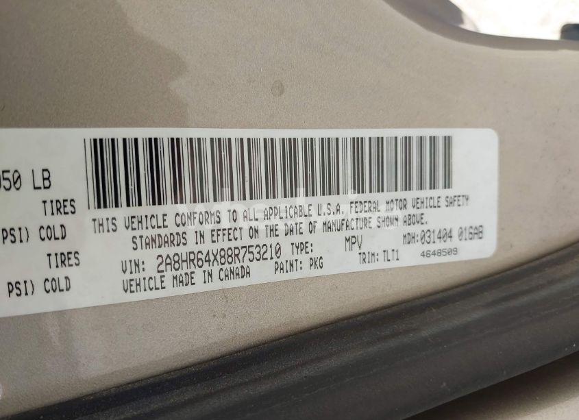 Photo 9 of 2008 Chrysler Town & COUNTRY LIMITED (VIN 2A8HR64X88R753210)