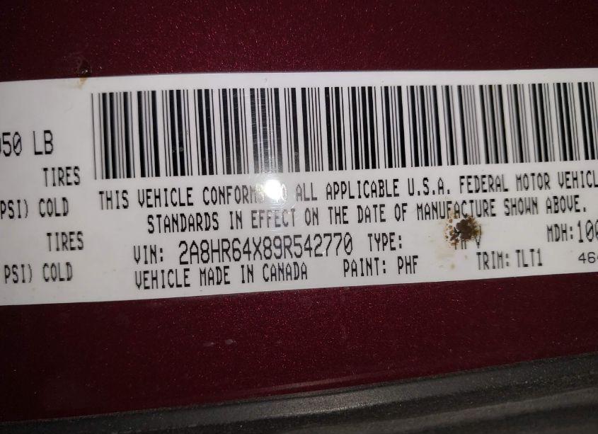 Photo 9 of 2009 Chrysler Town & COUNTRY LIMITED (VIN 2A8HR64X89R542770)