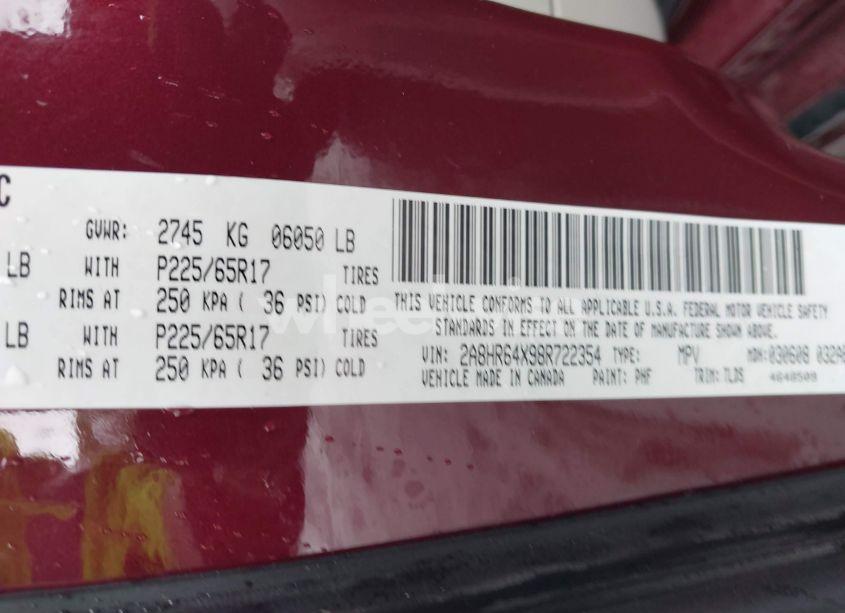 Photo 9 of 2008 Chrysler Town & COUNTRY LIMITED (VIN 2A8HR64X98R722354)