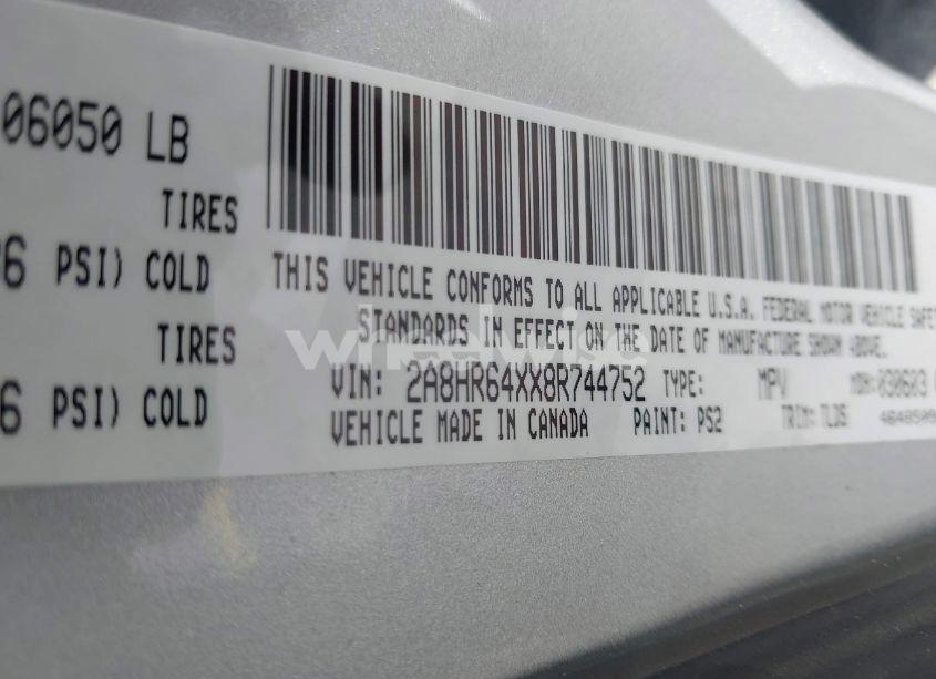 Photo 9 of 2008 Chrysler Town & COUNTRY LIMITED (VIN 2A8HR64XX8R744752)