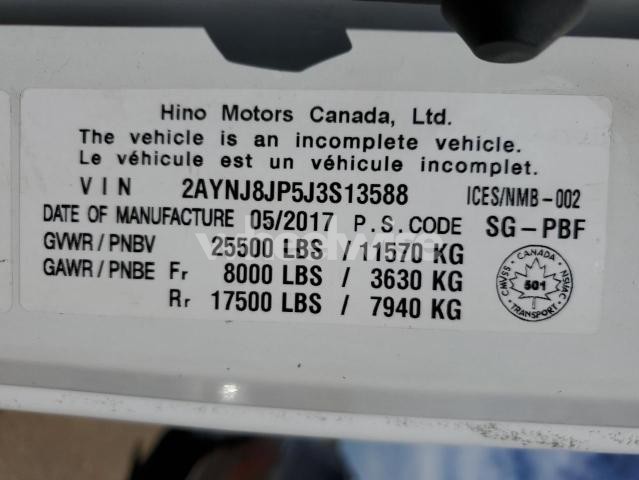 Photo 7 of 2018 HINO 258/268 (VIN 2AYNJ8JP5J3S13588)