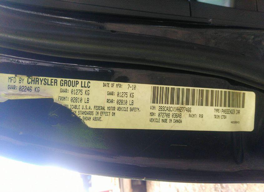 Photo 9 of 2010 Dodge Charger SXT (VIN 2B3CA3CV1AH277466)