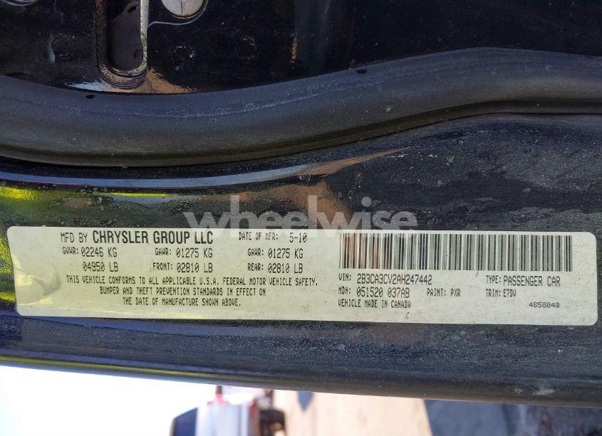 Photo 9 of 2010 Dodge Charger SXT (VIN 2B3CA3CV2AH247442)