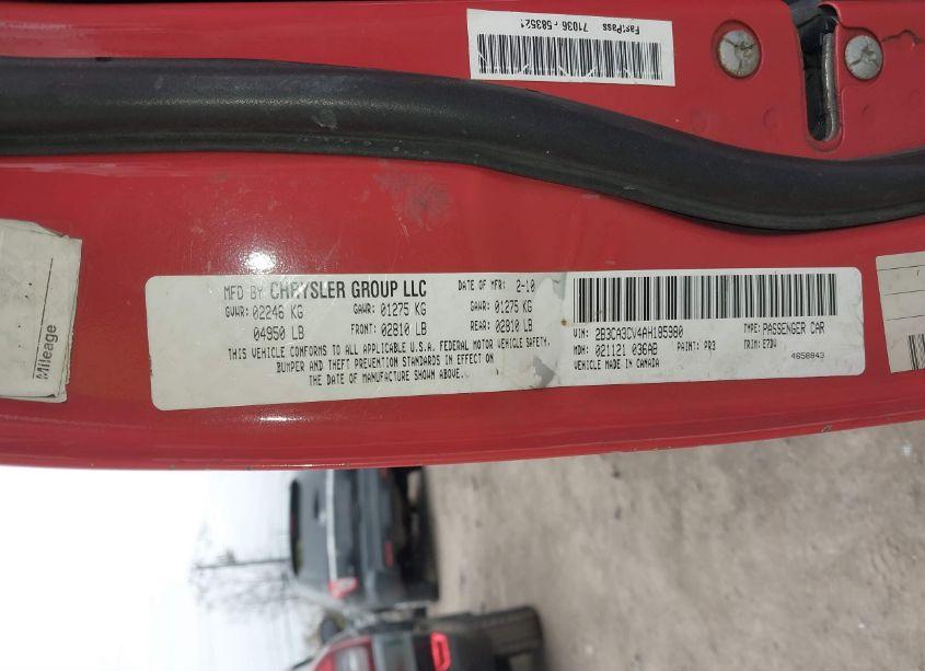 Photo 9 of 2010 Dodge Charger SXT (VIN 2B3CA3CV4AH185980)