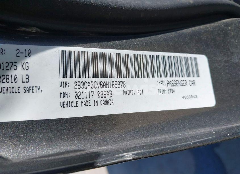 Photo 9 of 2010 Dodge Charger SXT (VIN 2B3CA3CV6AH185978)