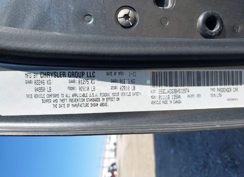 Photo 9 of 2011 Dodge Challenger (VIN 2B3CJ4DG3BH512974)