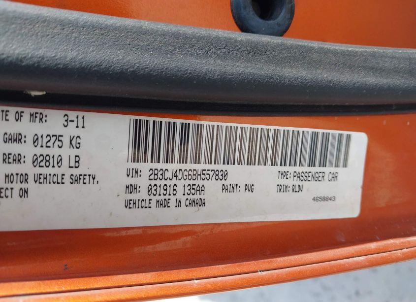 Photo 9 of 2011 Dodge Challenger (VIN 2B3CJ4DG6BH557830)