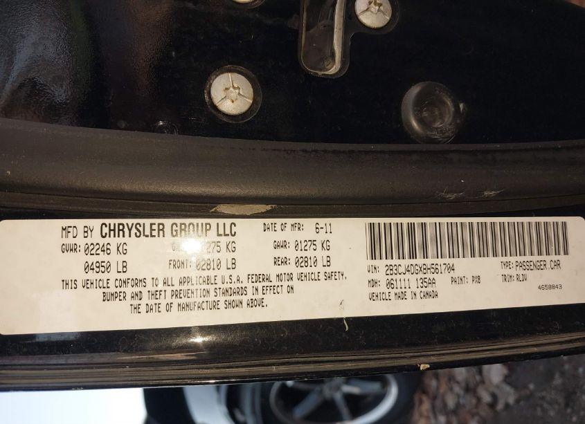 Photo 9 of 2011 Dodge Challenger (VIN 2B3CJ4DGXBH561704)