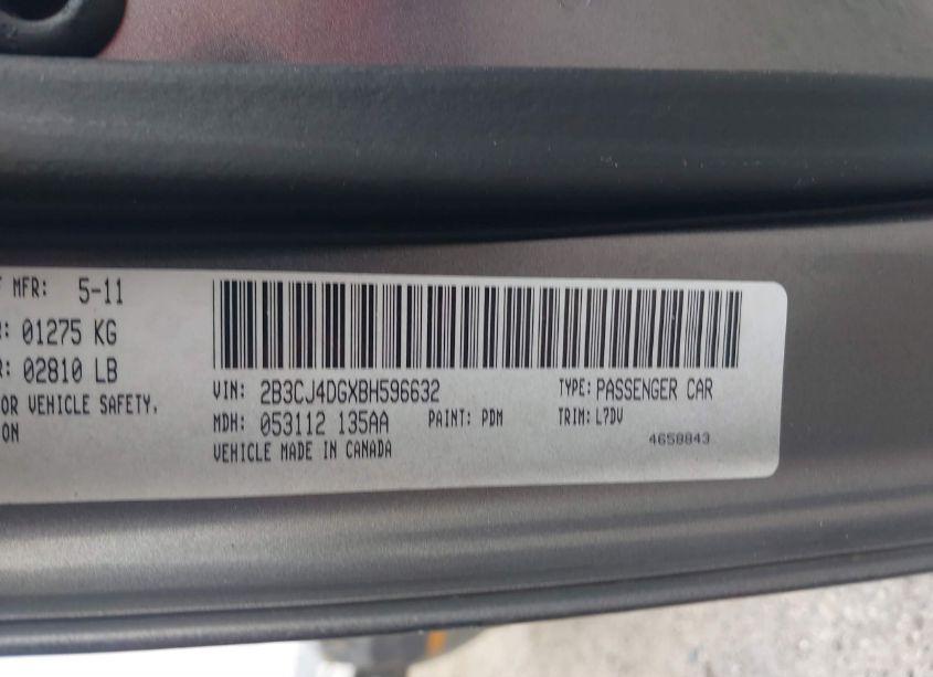 Photo 9 of 2011 Dodge Challenger (VIN 2B3CJ4DGXBH596632)