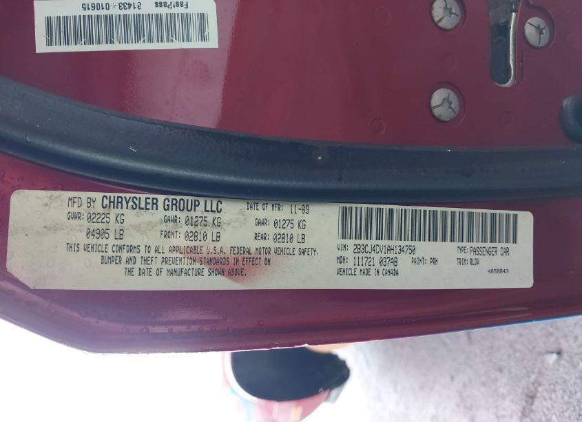 Photo 9 of 2010 Dodge Challenger SE (VIN 2B3CJ4DV1AH134750)