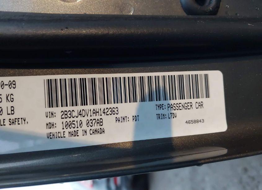 Photo 9 of 2010 Dodge Challenger SE (VIN 2B3CJ4DV1AH142363)