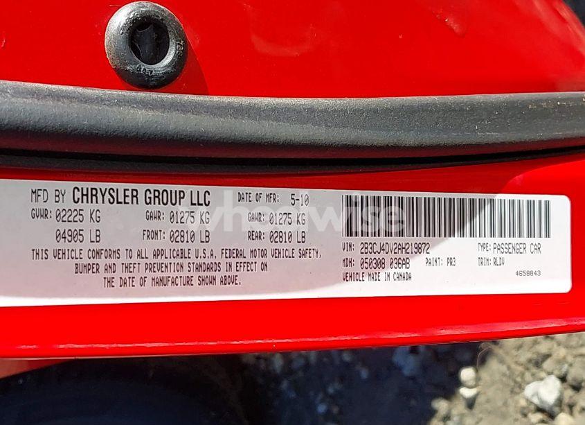 Photo 9 of 2010 Dodge Challenger SE (VIN 2B3CJ4DV2AH219872)