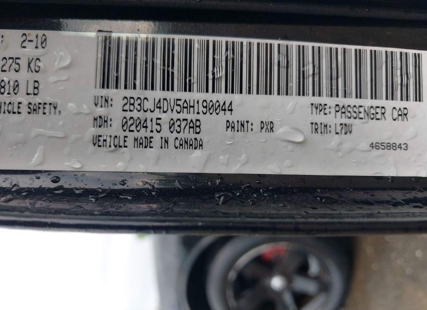 Photo 9 of 2010 Dodge Challenger SE (VIN 2B3CJ4DV5AH190044)