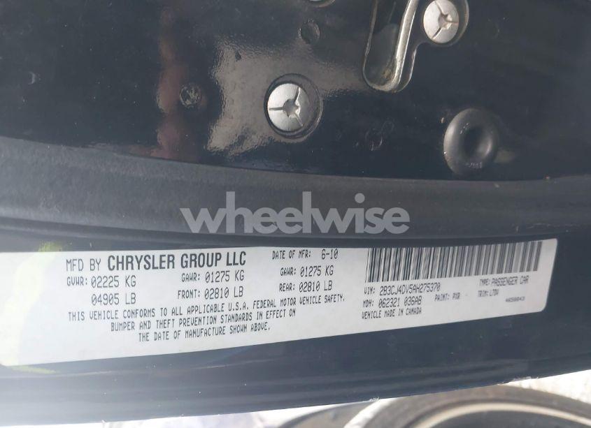 Photo 9 of 2010 Dodge Challenger SE (VIN 2B3CJ4DV5AH275370)