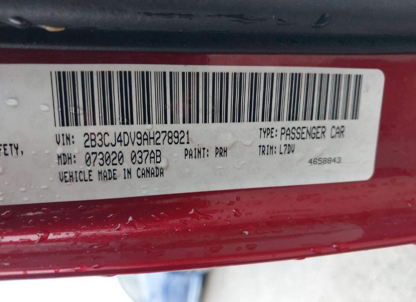 Photo 9 of 2010 Dodge Challenger SE (VIN 2B3CJ4DV9AH278921)