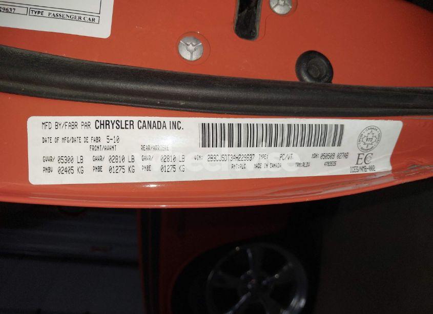 Photo 9 of 2010 Dodge Challenger R/T (VIN 2B3CJ5DT3AH229637)