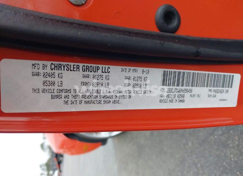 Photo 9 of 2010 Dodge Challenger SRT8 (VIN 2B3CJ7DW6AH296450)