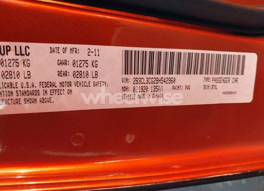 Photo 9 of 2011 Dodge Charger (VIN 2B3CL3CG2BH542960)