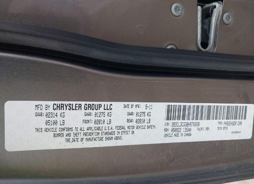 Photo 9 of 2011 Dodge Charger (VIN 2B3CL3CG3BH576938)