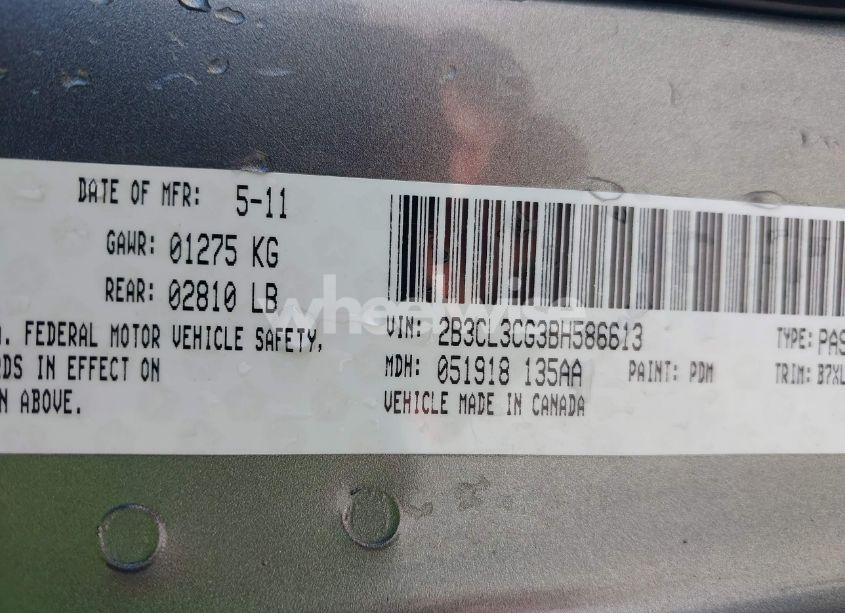 Photo 9 of 2011 Dodge Charger (VIN 2B3CL3CG3BH586613)