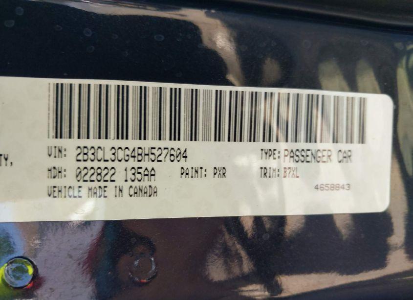 Photo 9 of 2011 Dodge Charger (VIN 2B3CL3CG4BH527604)