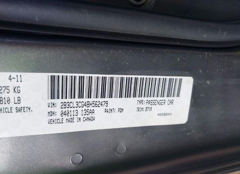 Photo 9 of 2011 Dodge Charger (VIN 2B3CL3CG4BH562479)