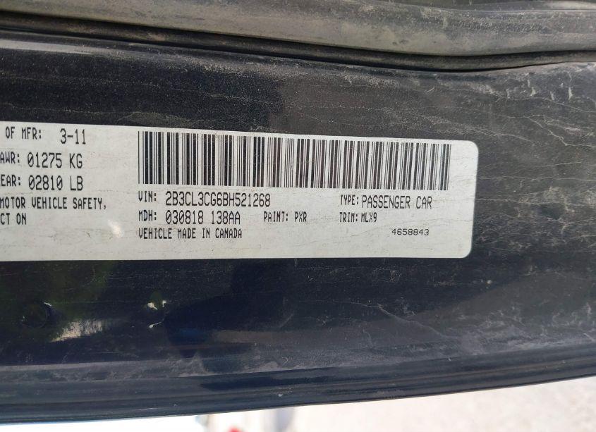 Photo 9 of 2011 Dodge Charger (VIN 2B3CL3CG6BH521268)