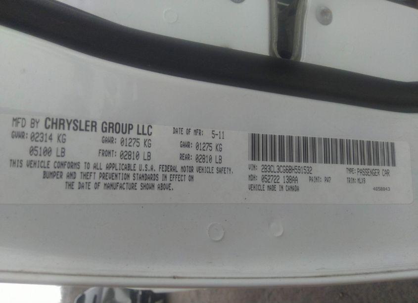 Photo 9 of 2011 Dodge Charger (VIN 2B3CL3CG6BH591532)