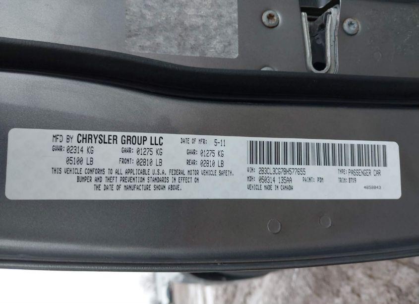 Photo 9 of 2011 Dodge Charger (VIN 2B3CL3CG7BH577655)