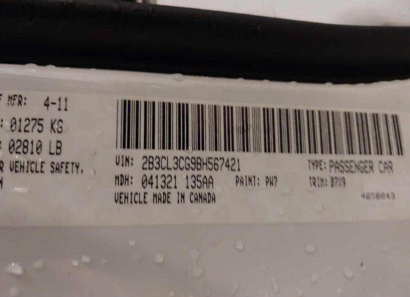 Photo 9 of 2011 Dodge Charger (VIN 2B3CL3CG9BH567421)