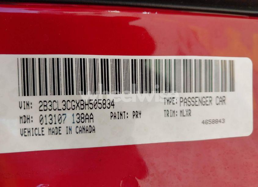 Photo 9 of 2011 Dodge Charger (VIN 2B3CL3CGXBH505834)