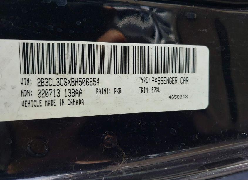 Photo 9 of 2011 Dodge Charger (VIN 2B3CL3CGXBH506854)