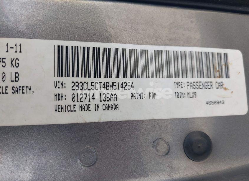 Photo 9 of 2011 Dodge Charger R/T (VIN 2B3CL5CT4BH514294)