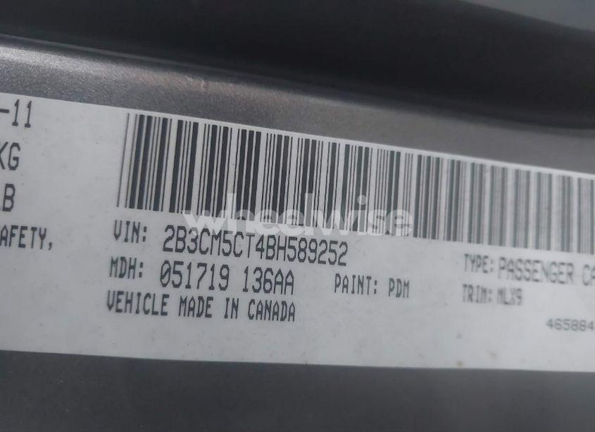 Photo 9 of 2011 Dodge Charger R/T (VIN 2B3CM5CT4BH589252)