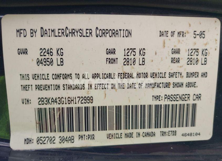 Photo 9 of 2006 Dodge Charger (VIN 2B3KA43G16H172999)