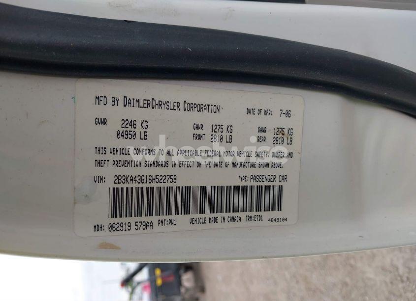 Photo 9 of 2006 Dodge Charger (VIN 2B3KA43G16H522759)