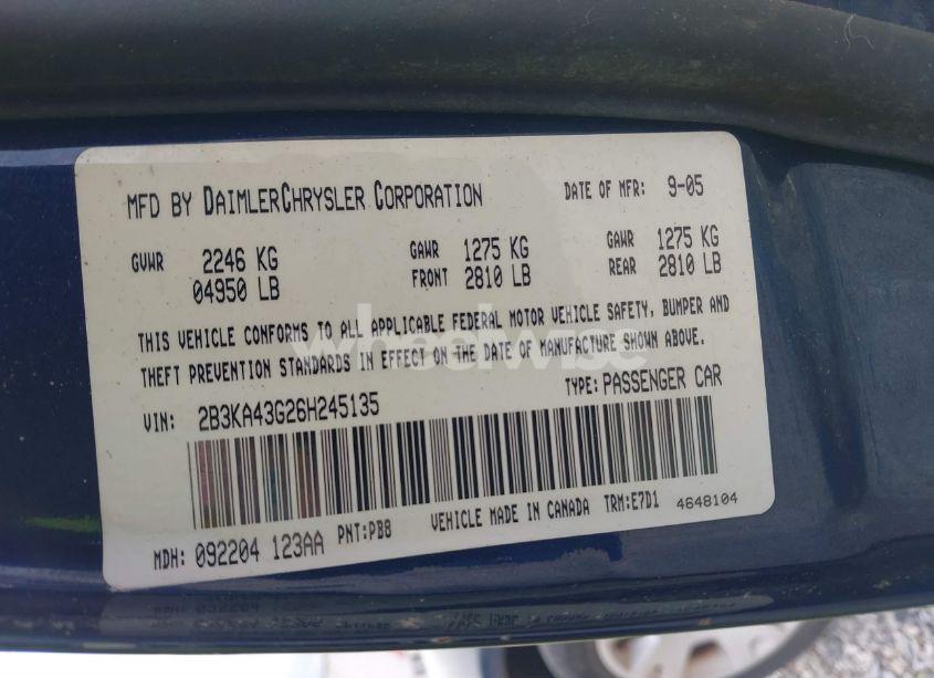 Photo 9 of 2006 Dodge Charger (VIN 2B3KA43G26H245135)