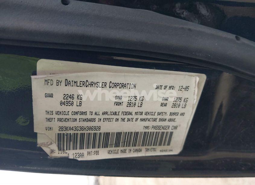 Photo 9 of 2006 Dodge Charger (VIN 2B3KA43G36H306928)