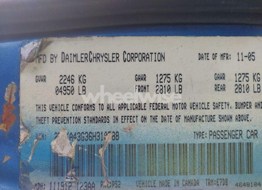 Photo 9 of 2006 Dodge Charger (VIN 2B3KA43G36H310588)