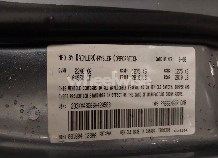 Photo 9 of 2006 Dodge Charger (VIN 2B3KA43G66H420583)