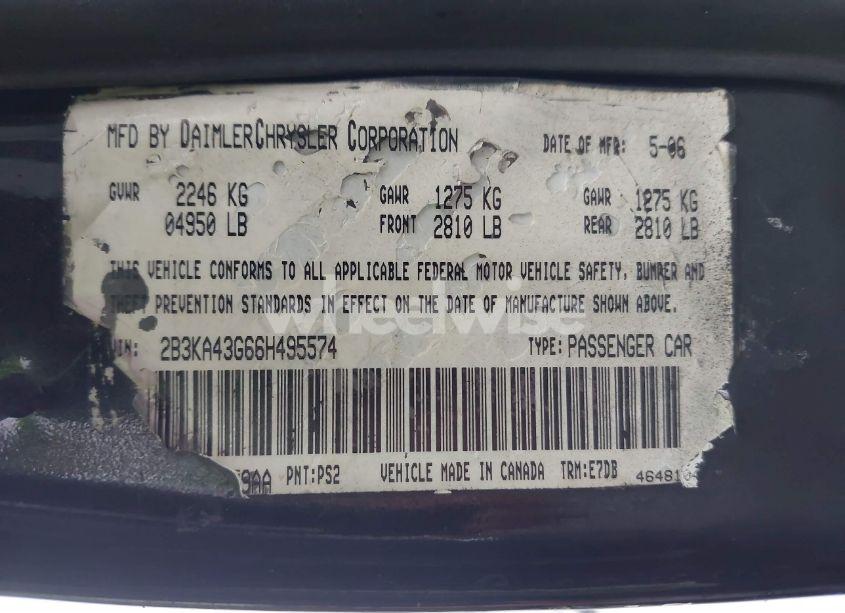 Photo 9 of 2006 Dodge Charger (VIN 2B3KA43G66H495574)