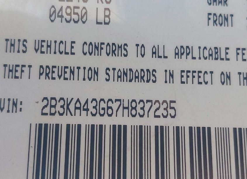 Photo 9 of 2007 Dodge Charger (VIN 2B3KA43G67H837235)