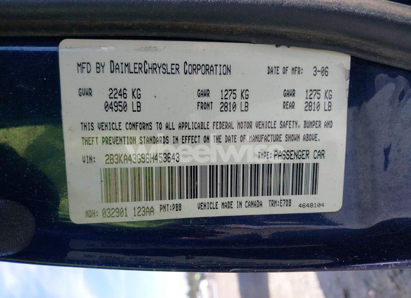 Photo 9 of 2006 Dodge Charger (VIN 2B3KA43G96H453643)