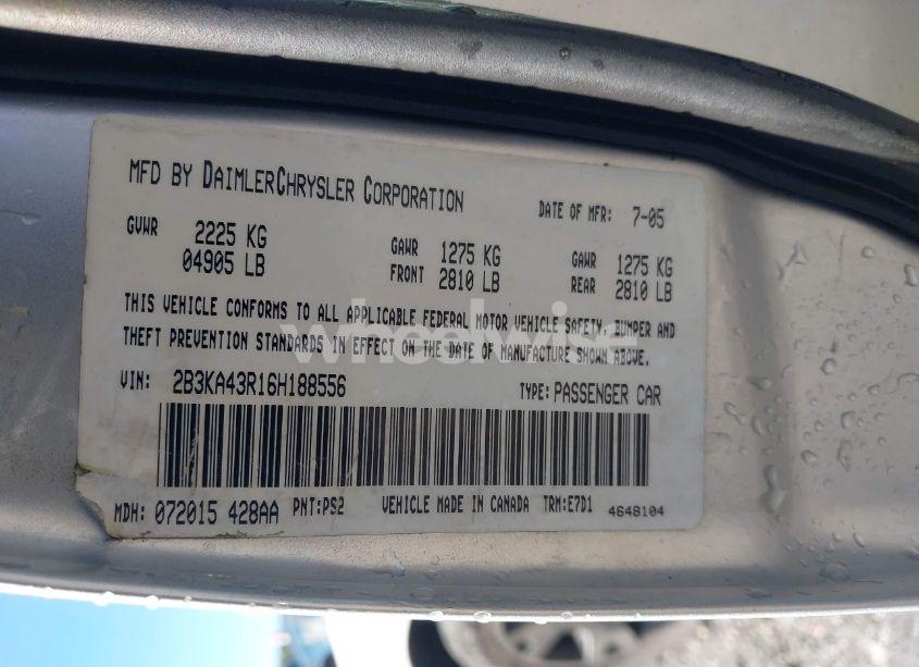 Photo 9 of 2006 Dodge Charger (VIN 2B3KA43R16H188556)