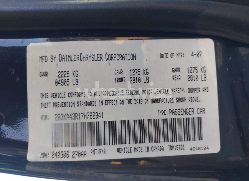 Photo 9 of 2007 Dodge Charger N/A (VIN 2B3KA43R17H782341)