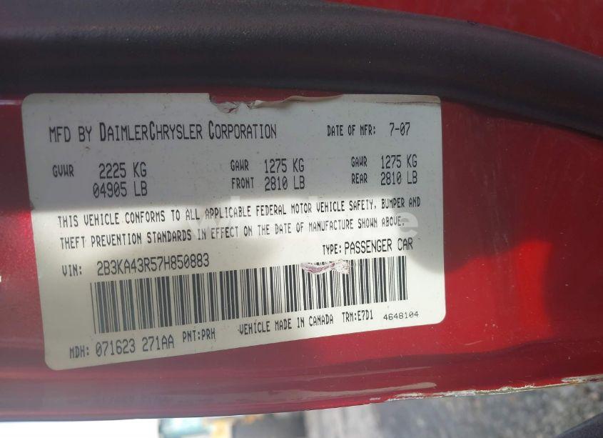 Photo 9 of 2007 Dodge Charger (VIN 2B3KA43R57H850883)