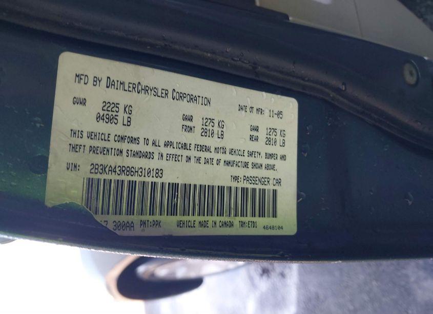Photo 9 of 2006 Dodge Charger (VIN 2B3KA43R86H310183)