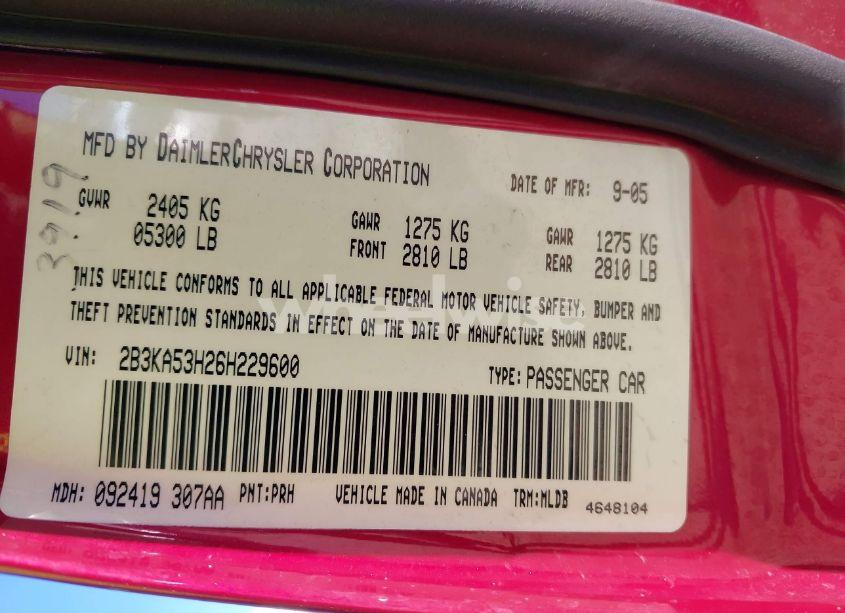 Photo 9 of 2006 Dodge Charger RT (VIN 2B3KA53H26H229600)