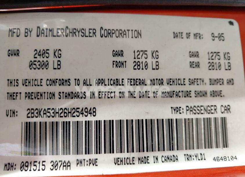 Photo 9 of 2006 Dodge Charger RT (VIN 2B3KA53H26H254948)